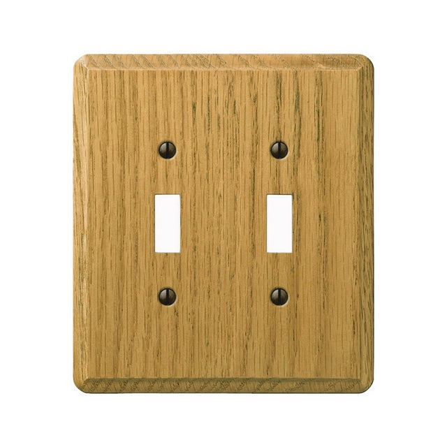 Amerelle Contemporary Series 901TTL Wallplate, 5.36 in L, 4.92 in W, 2-Gang, Oak Wood, Light Oak