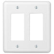 Amerelle Devon Series 935RRW Wallplate, 5 in L, 4-5/8 in W, 2-Gang, Steel, White