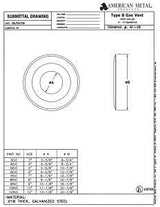 AmeriVent 8RVC Vent Collar, 8 in Vent Hole, Galvanized Steel