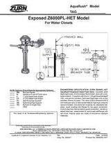 Zurn Aquaflush Series Z6000PL-HET Toilet Flush Valve, 1 in IPS, 1.28 gpf Flush, Flush-o-Meter Flushing System