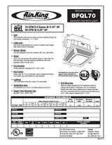 Air King BFQL70 Exhaust Fan, 0.5 A, 120 V, 70 cfm Air, 2 sones, LED Lamp, 4 in Duct, White