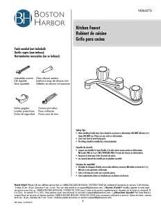 Boston Harbor GU-F8020002CP-LF Kitchen Faucet, 1.8 gpm, 3-Faucet Hole, Metal/Plastic, Chrome, Deck, 8 in Faucet Centers