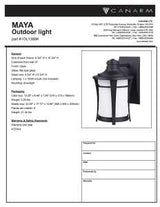 Canarm MAYA Series IOL138BK Outdoor Wall Light, 120 V, Incandescent Lamp