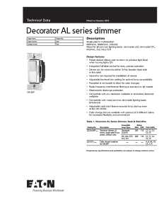 Eaton Wiring Devices DUL06P-C6-KB-L Slide Dimmer, 120 V, 300 W, ELV, FLR, HAL,C, MLV Lamp, 3-Way