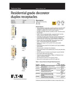 Eaton Wiring Devices 1107LA Duplex Receptacle, PVC, Light Almond, 2-Pole, 15 A, 125 V, Back, Side Wiring, NEMA: 5-15R