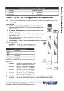 BrassCraft Copper-Flex Series WB034-24N Water Heater Connector, 3/4 in, FIP x Sweat, Copper, 24 in L