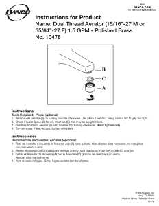 Danco 10478 Faucet Aerator, 15/16-27 x 55/64-27 Male x Female Thread, Brass, Polished Brass, 1.5 gpm