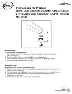 Danco 10515 Dishwasher Aerator Adapter, 55/64-27 in, Female, Brass, Chrome Plated