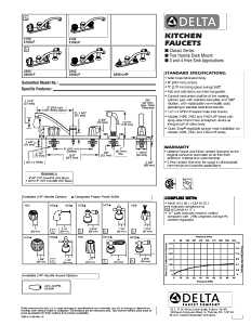 Delta Classic Series 2102LF Kitchen Faucet, 1.8 gpm, Brass, Chrome Plated, Deck, Knob Handle, Swivel Spout