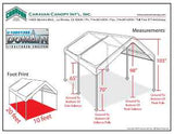 Seasonal Trends 22006200010 Carport, 10 ft L, 20 ft W, 10.3 ft H, Steel Frame, Polyethylene Canopy, White Canopy