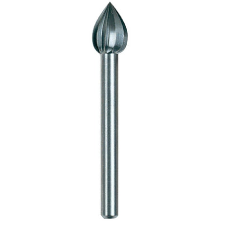 Dremel 121 Series Cutter, Pear Point, 1/4 in Dia, 1-1/2 in L, 1/8 in Dia Shank, HSS