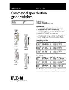 Eaton Wiring Devices CS115LA Toggle Switch, 15 A, 120, 277 VAC, Screw Terminal, PVC Housing Material, Light Almond