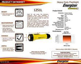Energizer 1251L Flashlight, D Battery, Alkaline Battery, LED Lamp, 35 Lumens, 45 m Beam Distance, 113 hr Run Time