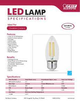 Feit Electric BPETC40/927CA/FIL LED Bulb, Specialty, Torpedo Tip Lamp, 40 W Equivalent, E26 Lamp Base, Dimmable, Clear