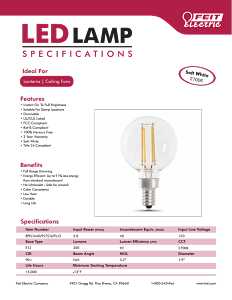 Feit Electric BPG1640/927CA/FIL/2 Filament LED Bulb, Globe, G16-1/2 Lamp, 40 W Equivalent, E12 Candelabra Lamp Base