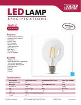 Feit Electric BPG2540/927CA/FIL Filament LED Bulb, Globe, G25 Lamp, 40 W Equivalent, E26 Medium Lamp Base, Dimmable