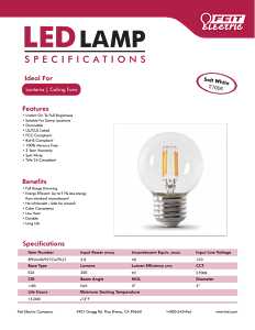 Feit Electric BPGM40/927CA/FIL LED Bulb, Globe, 350 Lumens, 3.8 W, G16.5 Lamp, 40 W Equivalent, E26 Lamp Base, Dimmable