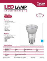 Feit Electric BPPAR16DM/930CA LED Bulb, Flood/Spotlight, PAR16 Lamp, 45 W Equivalent, E26 Medium Lamp Base, Dimmable