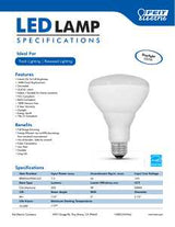 Feit Electric BR30DM/950CA/3 LED Bulb, 650 Lumens, 7.2 W, BR30 Lamp, 65 W Equivalent, E26 Lamp Base