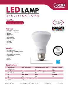 Feit Electric R20DM/927CA LED Bulb, Flood/Spotlight, R20 Lamp, 45 W Equivalent, E26 Medium Lamp Base, Dimmable, Frosted