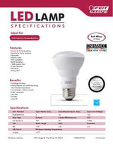 Feit Electric R20DM/927CA LED Bulb, Flood/Spotlight, R20 Lamp, 45 W Equivalent, E26 Medium Lamp Base, Dimmable, Frosted