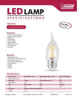 Feit Electric BPEFC25927CAFIL2 Flame Tip LED, General-Purpose, Flame Tip Lamp, 25 W Equivalent, E26 Medium Lamp Base