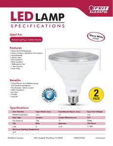Feit Electric PAR3875/10KLED/2 LED Bulb, Flood/Spotlight, Weatherproof, PAR38 Lamp, 75 W Equivalent, Non-Dimmable, Clear