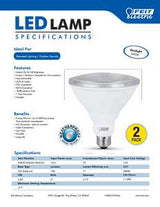 Feit Electric PAR3875/850/10KLED/2 LED Bulb, Flood/Spotlight, PAR38 Lamp, E26 Medium Lamp Base, Non-Dimmable, Daylight