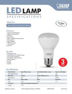 Feit Electric R20/10KLED/3/CAN LED Bulb, Flood/Spotlight, R20 Lamp, 45 W Equivalent, E26 Medium Lamp Base, Non-Dimmable