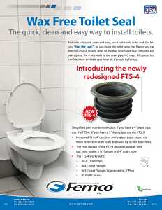 Fernco FTS-4 Wax Free Toilet Seal, 4 in Dia, Elastomeric PVC, Black