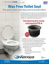 Fernco FTS-4 Wax Free Toilet Seal, 4 in Dia, Elastomeric PVC, Black
