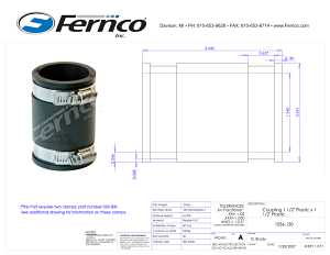 Fernco 1056 Series 1056-150 Flexible Pipe Coupling, 1-1/2 in, PVC, 4.3 psi Pressure