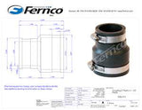 Fernco P1056-215 Flexible Coupling, 2 x 1-1/2 in, PVC, Black, 4.3 psi Pressure