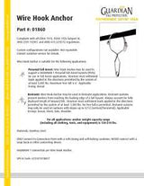 Guardian Fall Protection 01860 Wire Hook Anchor, Stainless Steel