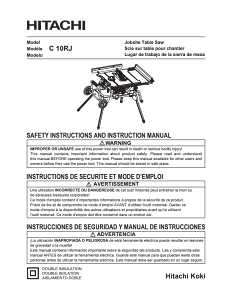 Metabo HPT C10RJSM Table Saw, 120 VAC, 15 A, 10 in Dia Blade, 5/8 in Arbor, 35 in Rip Capacity Right