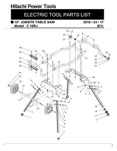 Metabo HPT C10RJSM Table Saw, 120 VAC, 15 A, 10 in Dia Blade, 5/8 in Arbor, 35 in Rip Capacity Right