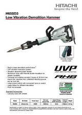 Metabo HPT H65SD3M Demolition Hammer, 10.8 A, 3/8 in Chuck, 1400 bpm, 33.2 ft-lb Impact Energy