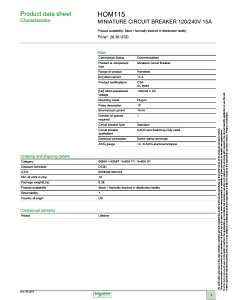 Square D Homeline HOM115C Circuit Breaker, Mini, 15 A, 1 -Pole, 120 V, Plug Mounting, Black