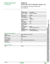 Square D Homeline HOM115C Circuit Breaker, Mini, 15 A, 1 -Pole, 120 V, Plug Mounting, Black