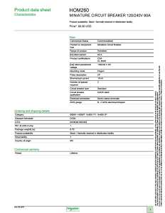Square D Homeline HOM260C Circuit Breaker, Mini, 60 A, 2 -Pole, 120/240 V, Plug Mounting, Black