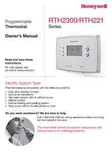 Honeywell RTH221 Series RTH221B1021 OG Programmable Thermostat, 24 V, 40 to 99 deg F Control, Digital Display, White