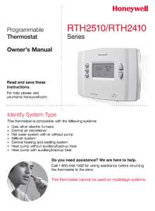 Honeywell RTH2410 Series RTH2410B1019 OG Programmable Thermostat, 24 V, 40 to 99 deg F Control, Backlit Display