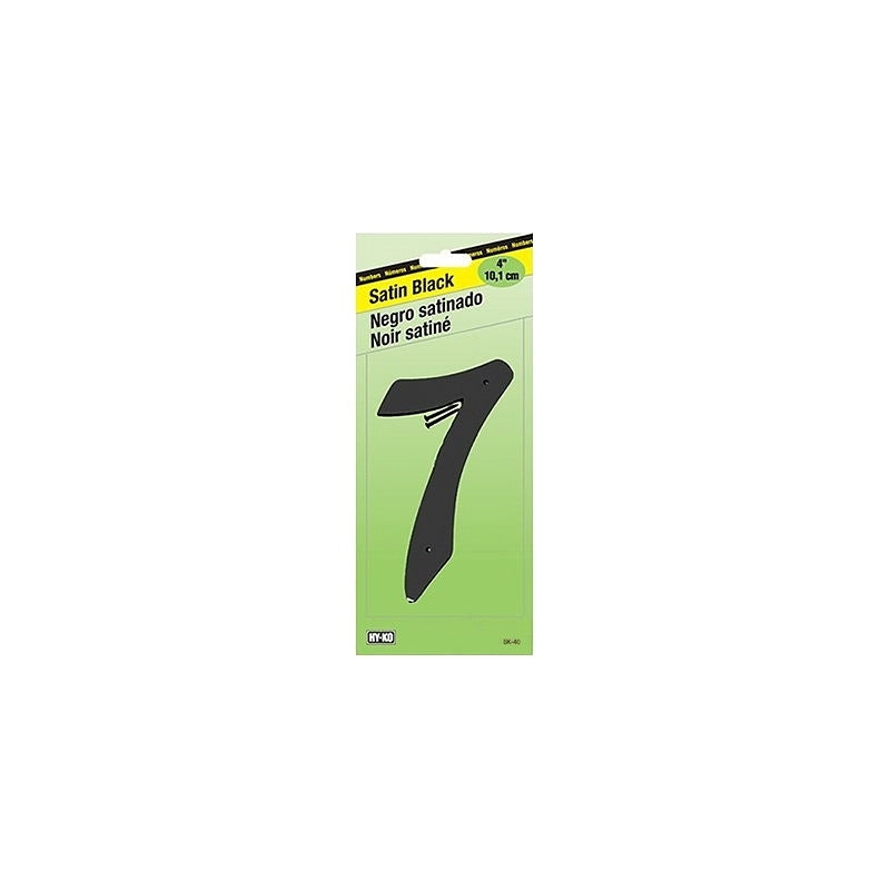 Hy-Ko BK-40 Series BK-40/7 House Number, Character: 7, 4 in H Character, Black Character, Zinc, Pack of 5