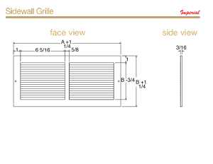 Imperial RG0455 Sidewall Grille, 16 in L, 8 in W, Rectangle, Steel, White