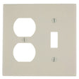 Leviton 78005 Combination Wallplate, 4-1/2 in L, 4-9/16 in W, Standard, 2-Gang, Thermoset Plastic, Light Almond, Smooth