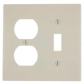 Leviton 78005 Combination Wallplate, 4-1/2 in L, 4-9/16 in W, Standard, 2-Gang, Thermoset Plastic, Light Almond, Smooth