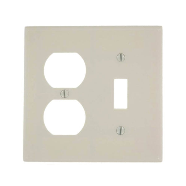 Leviton 78005 Combination Wallplate, 4-1/2 in L, 4-9/16 in W, Standard, 2-Gang, Thermoset Plastic, Light Almond, Smooth