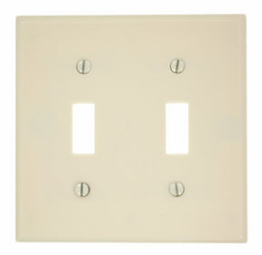 Leviton 000-78009-000 Wallplate, 4-1/2 in L, 4.56 in W, 2-Gang, Thermoset, Light Almond, Smooth