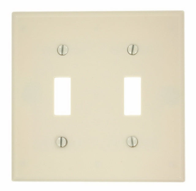 Leviton 000-78009-000 Wallplate, 4-1/2 in L, 4.56 in W, 2-Gang, Thermoset, Light Almond, Smooth