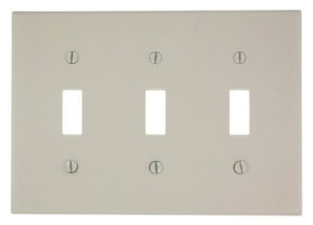 Leviton 000-78011-000 Wallplate, 4-1/2 in L, 2-3/4 in W, 3 -Gang, Thermoset, Light Almond, Smooth
